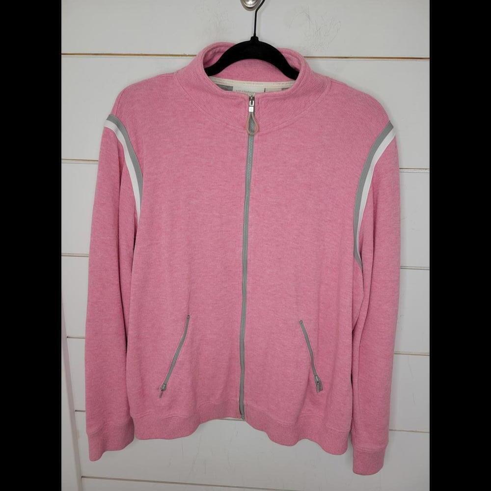 Liz & Co. Liz Claiborne XL pink grey & white cotton track jacket